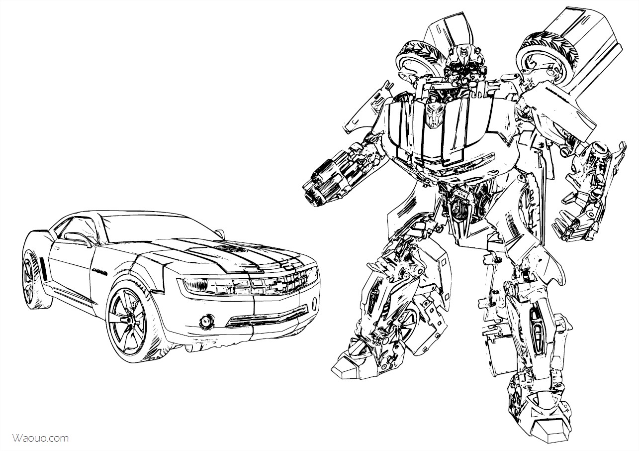 Coloriage Transformers autobot Camaro