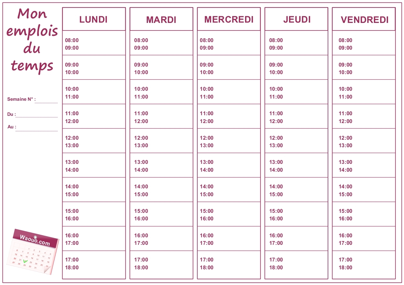 Emploi du temps a imprimer